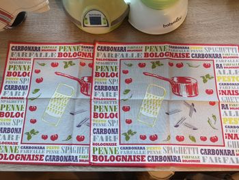 Lot set de table et torchons "cuisine italienne" Françoise Saget