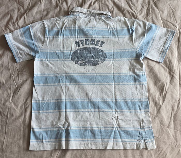 Celio Polo Rugby Rayé Blanc Bleu Bon état M - photo numéro 3