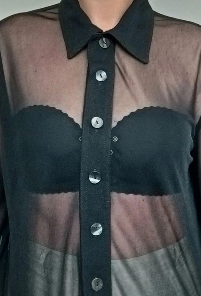 Chemisier voile noir sexychic taille unique - photo numéro 4