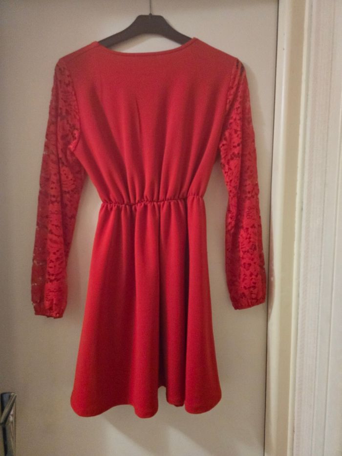 Robe rouge manche transparente - photo numéro 3