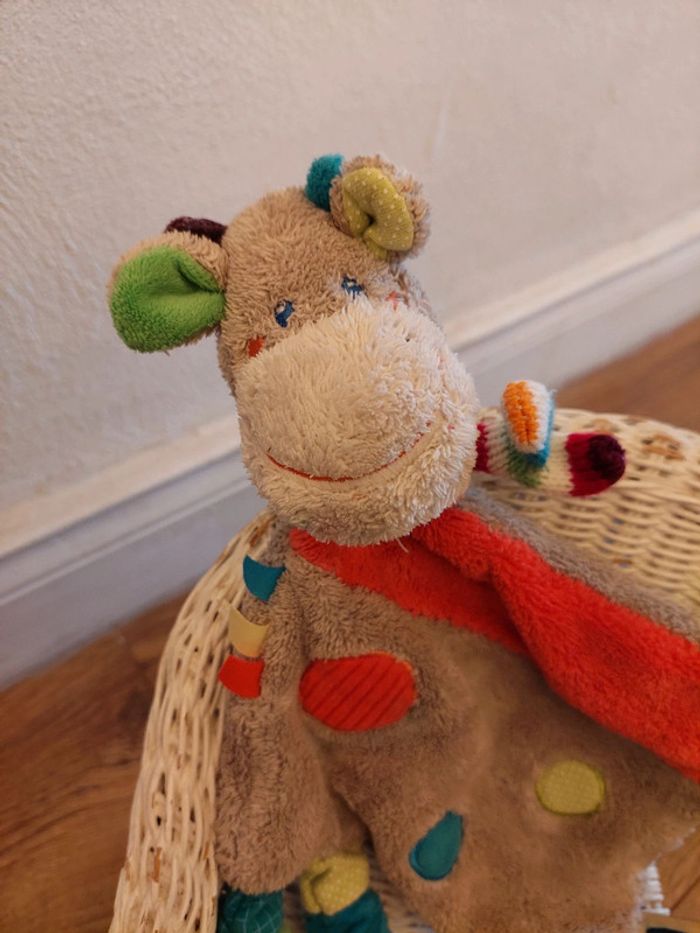 Doudou plat vache ou girafe Mots d'enfants - photo numéro 2