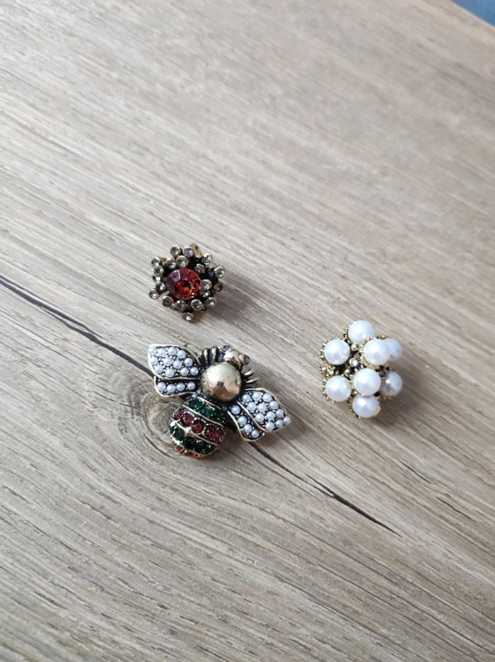 Trio broche abeille rétro - photo numéro 2
