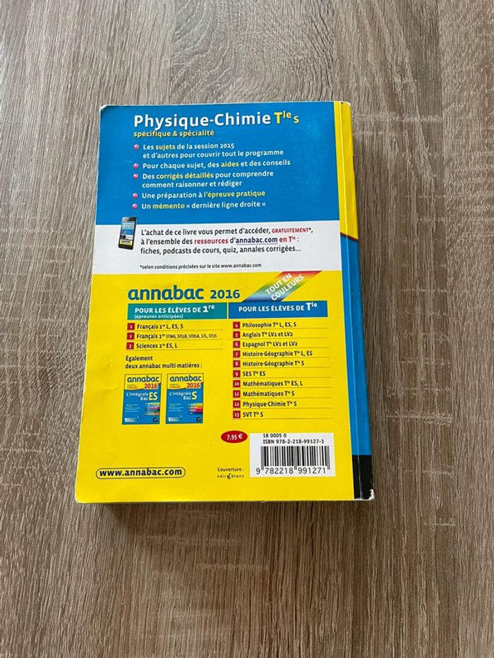 Livre annabac 2016 🥰 physique chimie terminale S - photo numéro 2