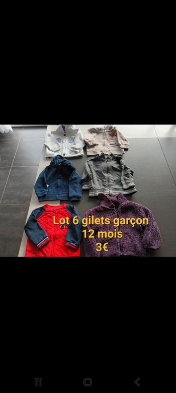 Lot 6 gilets garçon 12 mois