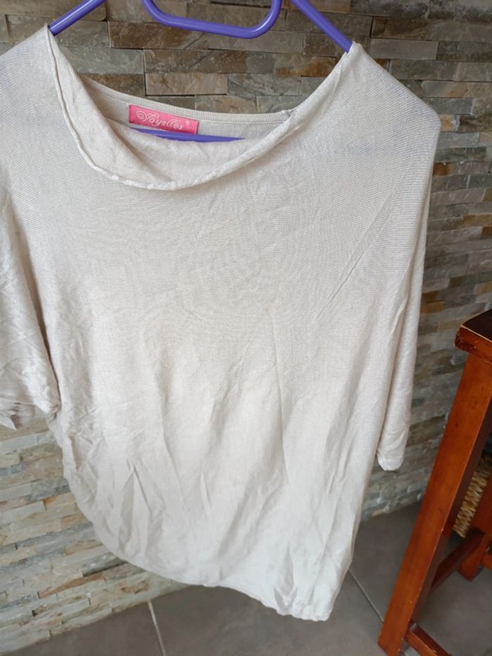 Pull fin beige TU
