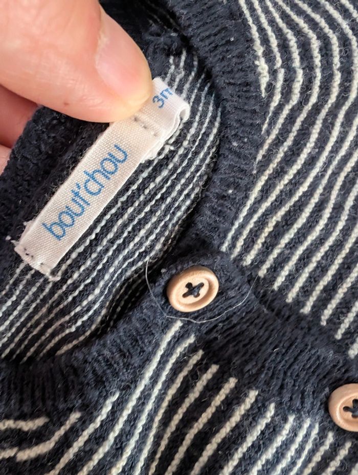 Gilet laine marinière Bout'chou mixte 3 mois - photo numéro 2