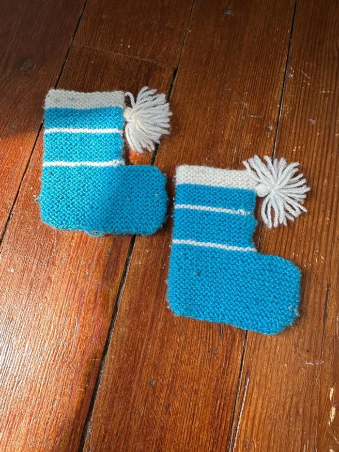 Chaussons en laine bébé bleus