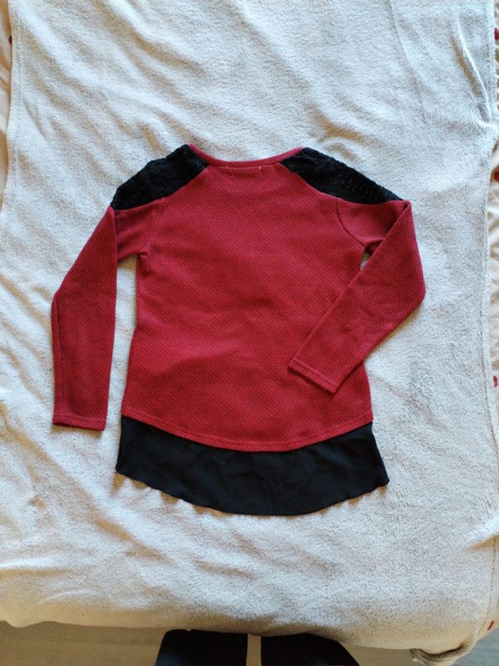Pull léger rouge et noir - photo numéro 2