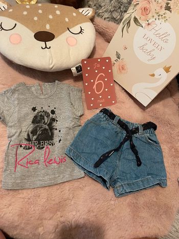 Ensemble short jeans+ tee shirt MC 6m