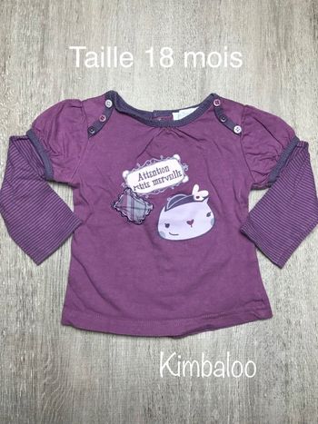 T-shirt manche longue violet - taille 18 mois