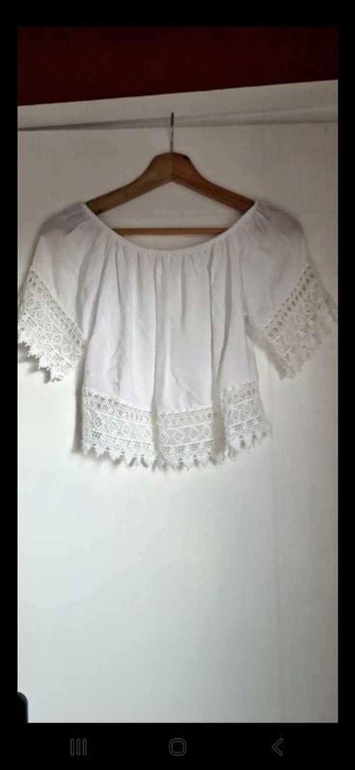 T-shirt cfop top blanc dentelle taille unique
