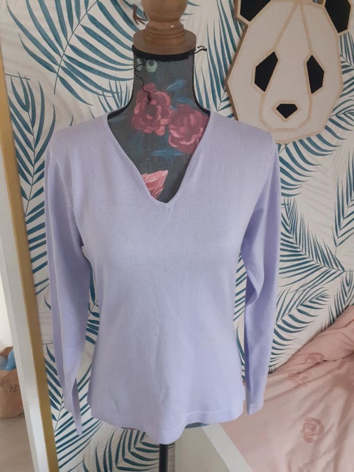 Pull manches longues lilas vintage S
