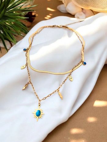Collier multirangs  - acier inoxydable doré  - charm's  - inspiration zag 🌊