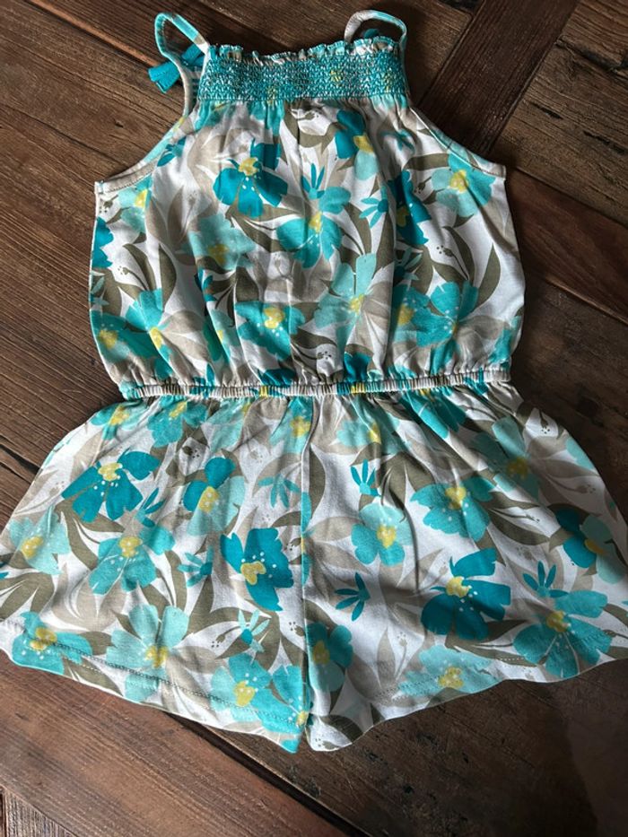 Robe combi short 3 ans - fille bleu kaki - photo numéro 5