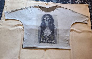 Tee shirt kaki et blanc  t1