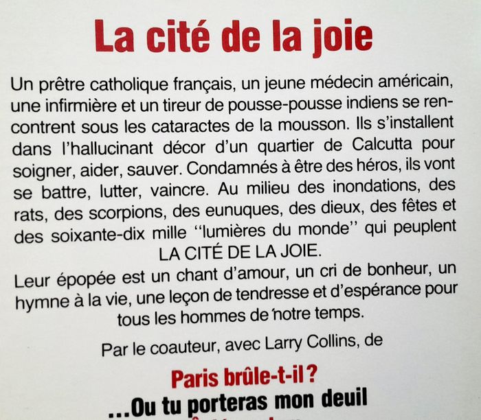 Dominique lapierre - la cité de la joie - photo numéro 4