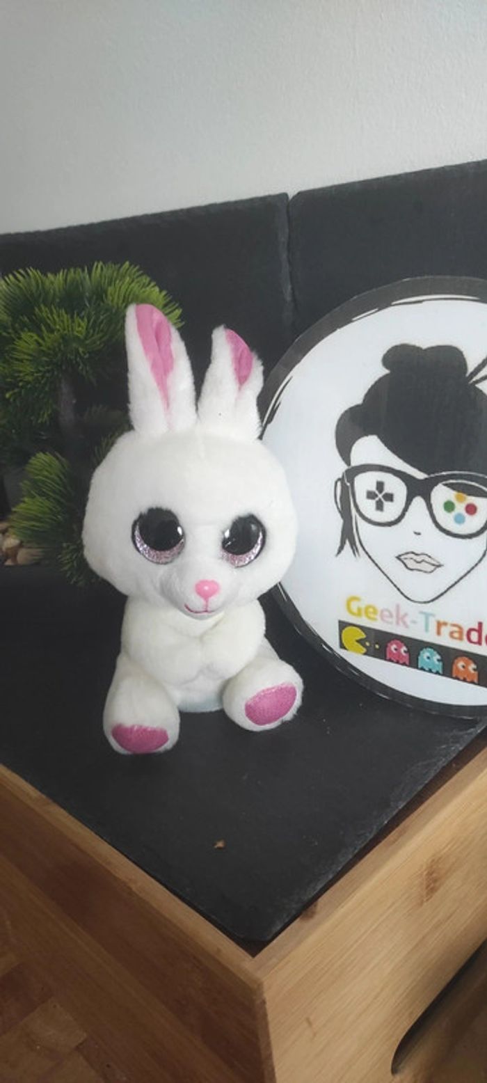peluche plush lapin bunny coco surprise blanc rose ty paillette
