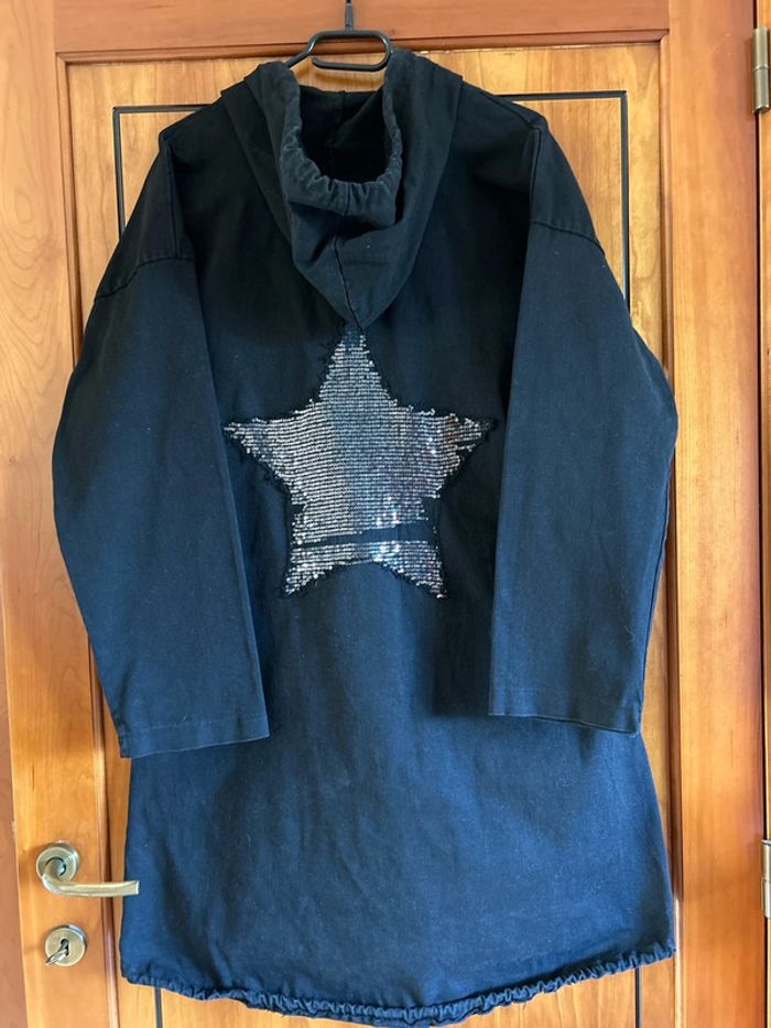 Longue veste noire  étoile zippée avec capuche April Vintage - photo numéro 6