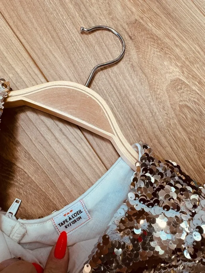 Taille 8 ans Robe créateur fille TAO crème doré * sequins tulle * 🌹 - photo numéro 6