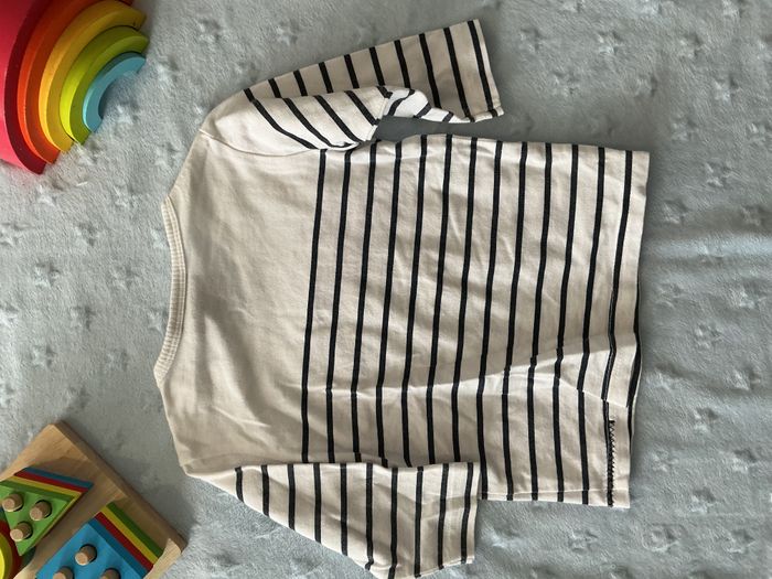 teeshirt manches longues blanc rayé marine inscription devant 6 mois IKKS - photo numéro 8