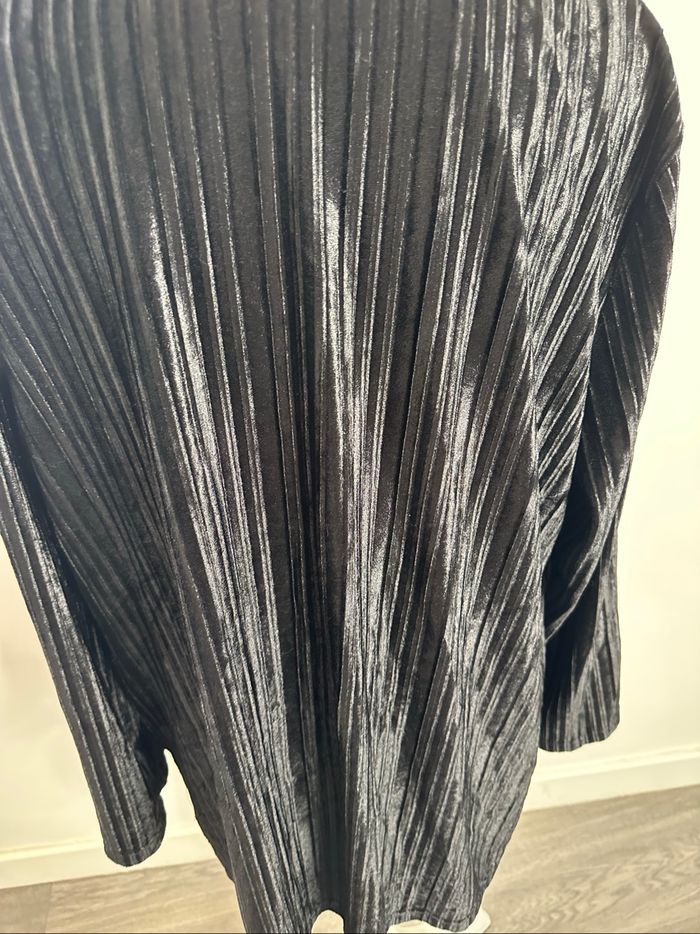 Blouse satinée noire velours côtelé Vintage T54 7XL - photo numéro 7