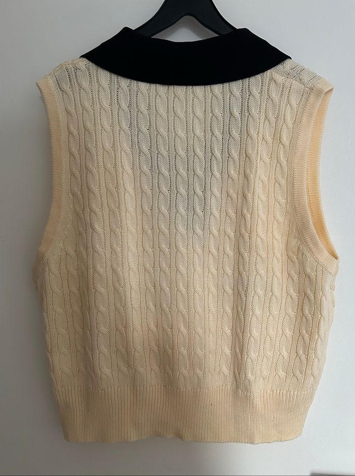 Ensemble Rihoas taille M short noir taille haute et gilet top en maille crème - photo numéro 5
