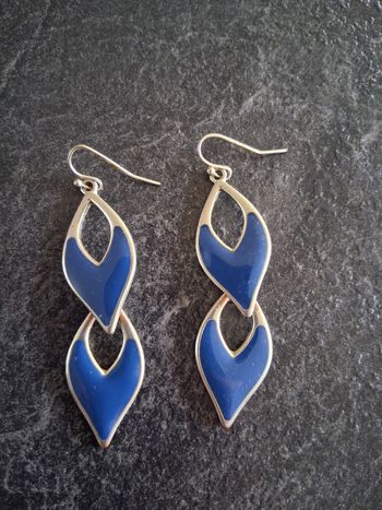 Boucles d'oreilles bleu marine et métal 