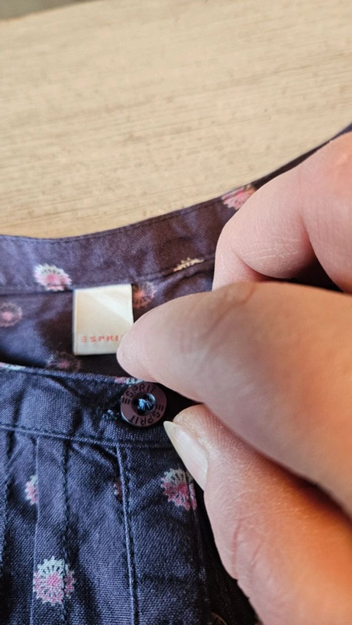 Chemisier fille manches longues, mauve avec dessins roses et blancs, Esprit, 14 ans, nickel - photo numéro 8