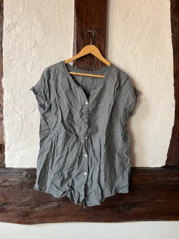 Blouse 100% lin gris anthracite – légère & naturelle – T. M