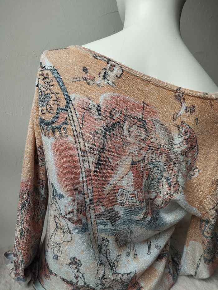 Blouse manches longues multicolore clair a paillettes vintage - photo numéro 4