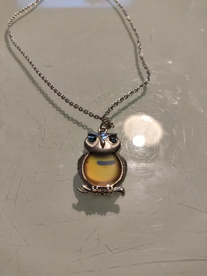 Collier pendentif hibou argenté - photo numéro 3