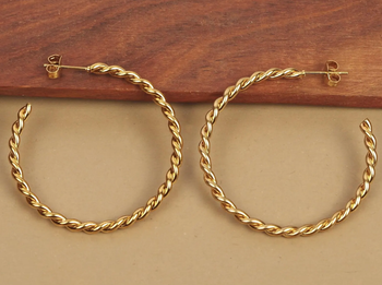 Créoles torsadées 40 mm dorées à l'or fin 14 carats