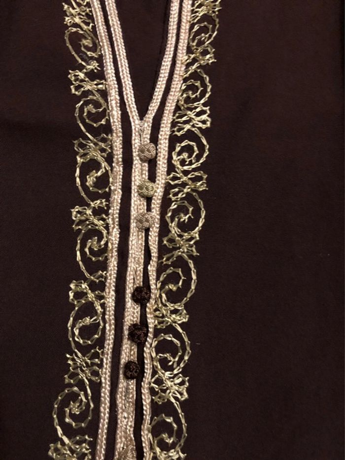 AN9- Blouse marron longue brodée TXXL (44-46) portée 1 fois - photo numéro 7
