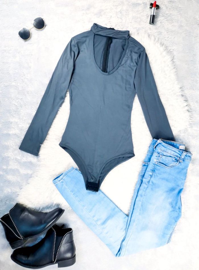 Body col V gris anthracite- T.S ou T.36 🖤