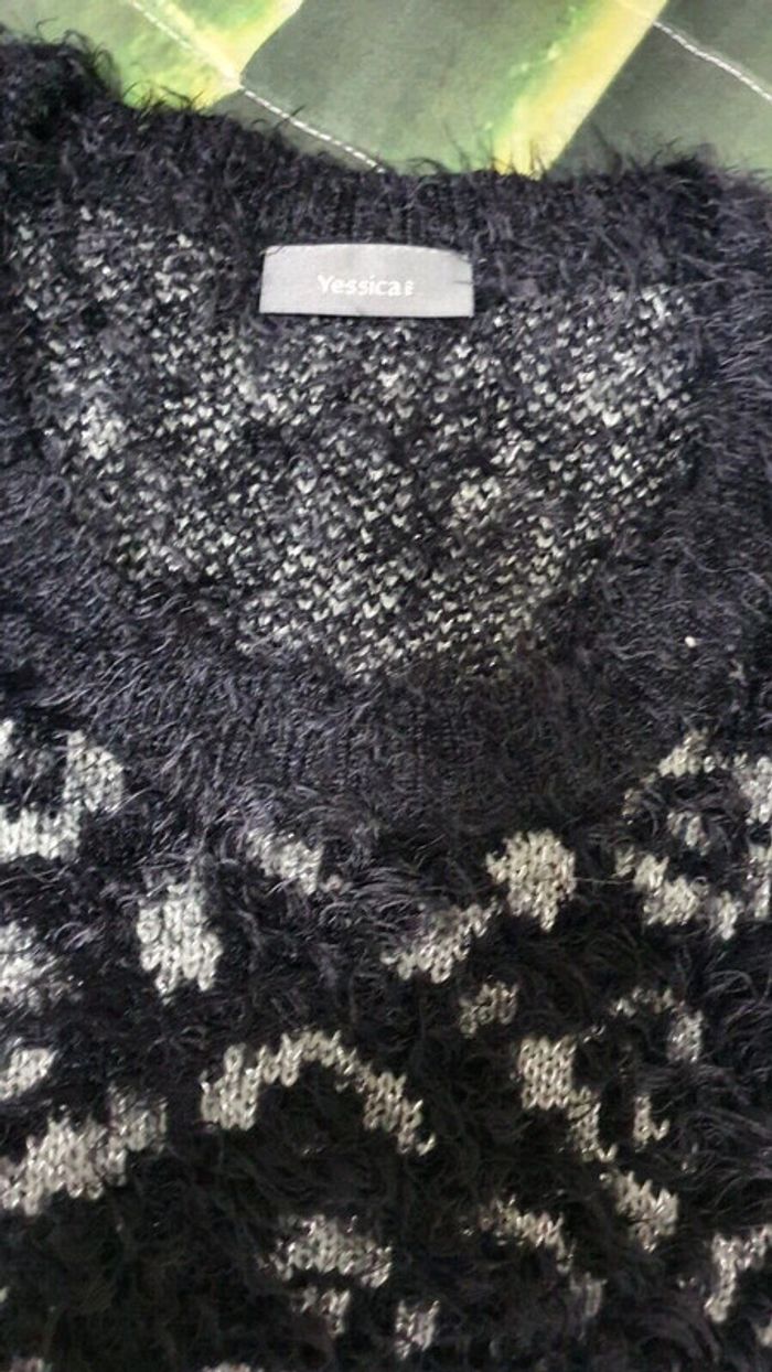 Beau pull noir et gris argenté à poils Yessica 38/40 - photo numéro 6