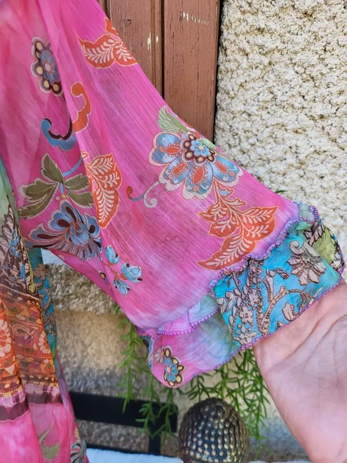 Blouse voile ethnique multicolore taille 42 - photo numéro 6