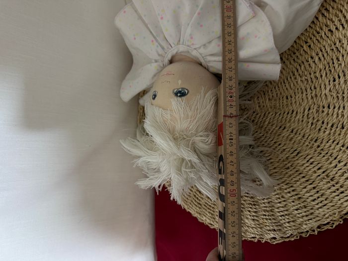 Poupée Doudou Pierrot Chiffon rose Et Blanc Mundia - photo numéro 6