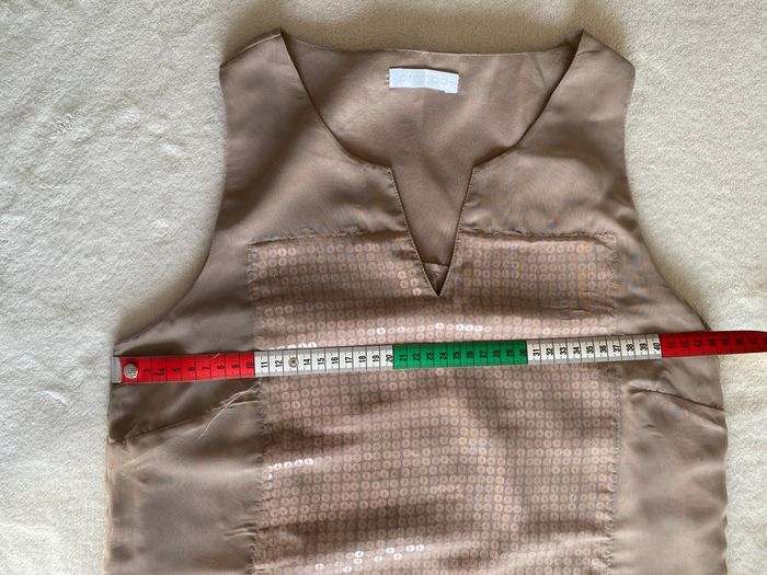 Robe Promod coupe droite en voile taille 38 beige avec sequins - photo numéro 9