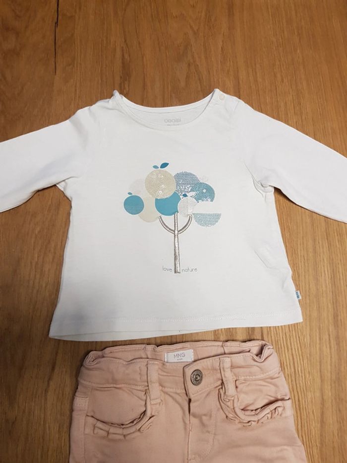 Ensemble bébé 9 mois tee-shirt manches longues et pantalon - photo numéro 2