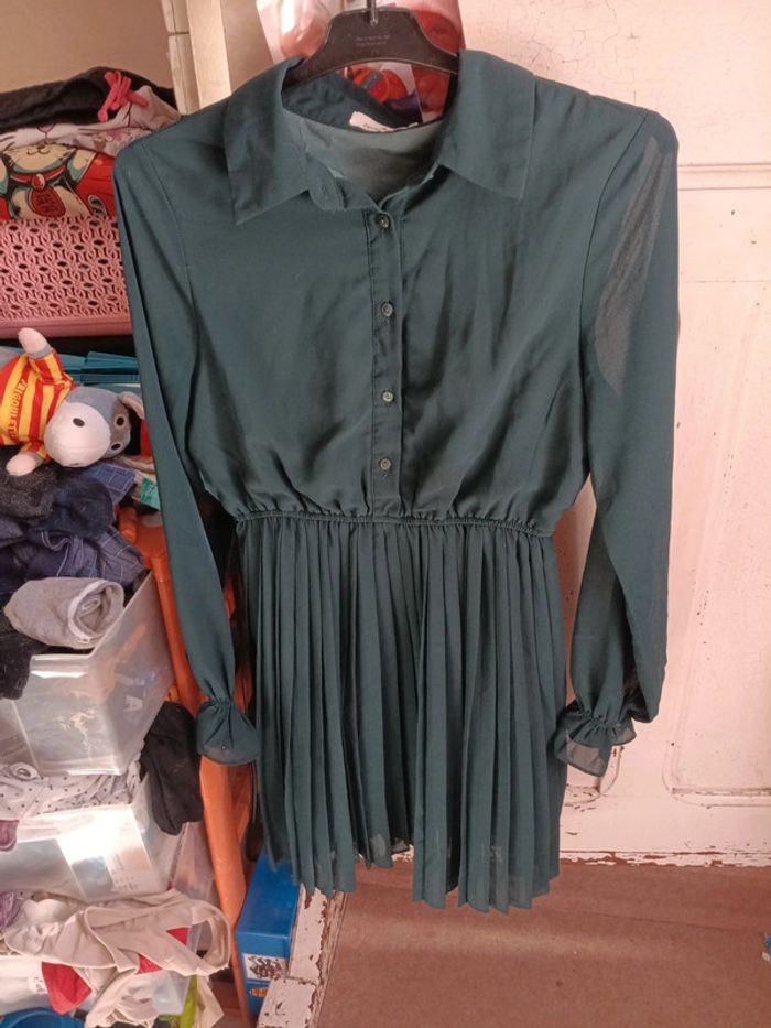 Robe chemise en popeline t.S vert sapin pas vinted go