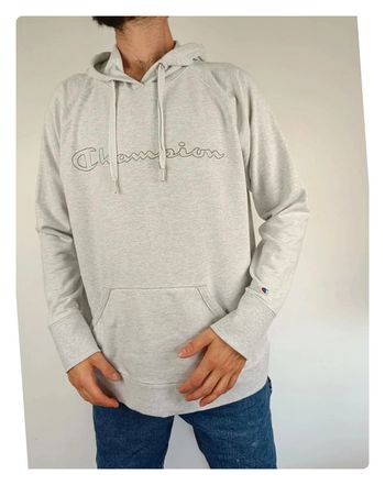 Sweat a capuche Champion gris clair chiné XL