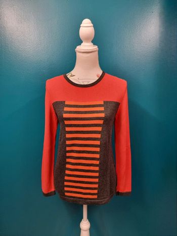 Christine Laure pull fin orange gris * taille 2 *