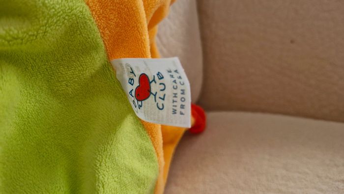Doudou plat lapin orange et vert baby club - photo numéro 4