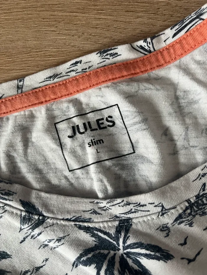 T-shirt slim homme Jules L blanc à motifs marins bleu marine – été, 100% coton - photo numéro 3