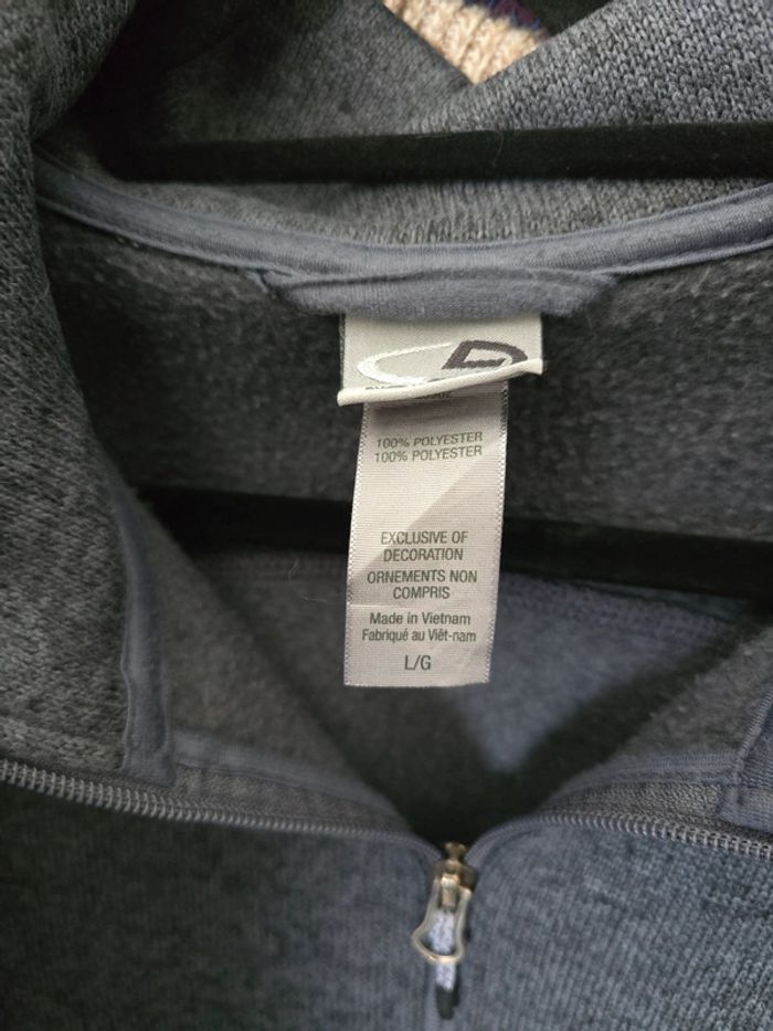 Veste polaire zippée Champion grise femme coupe cintrée col montant taille L - photo numéro 4