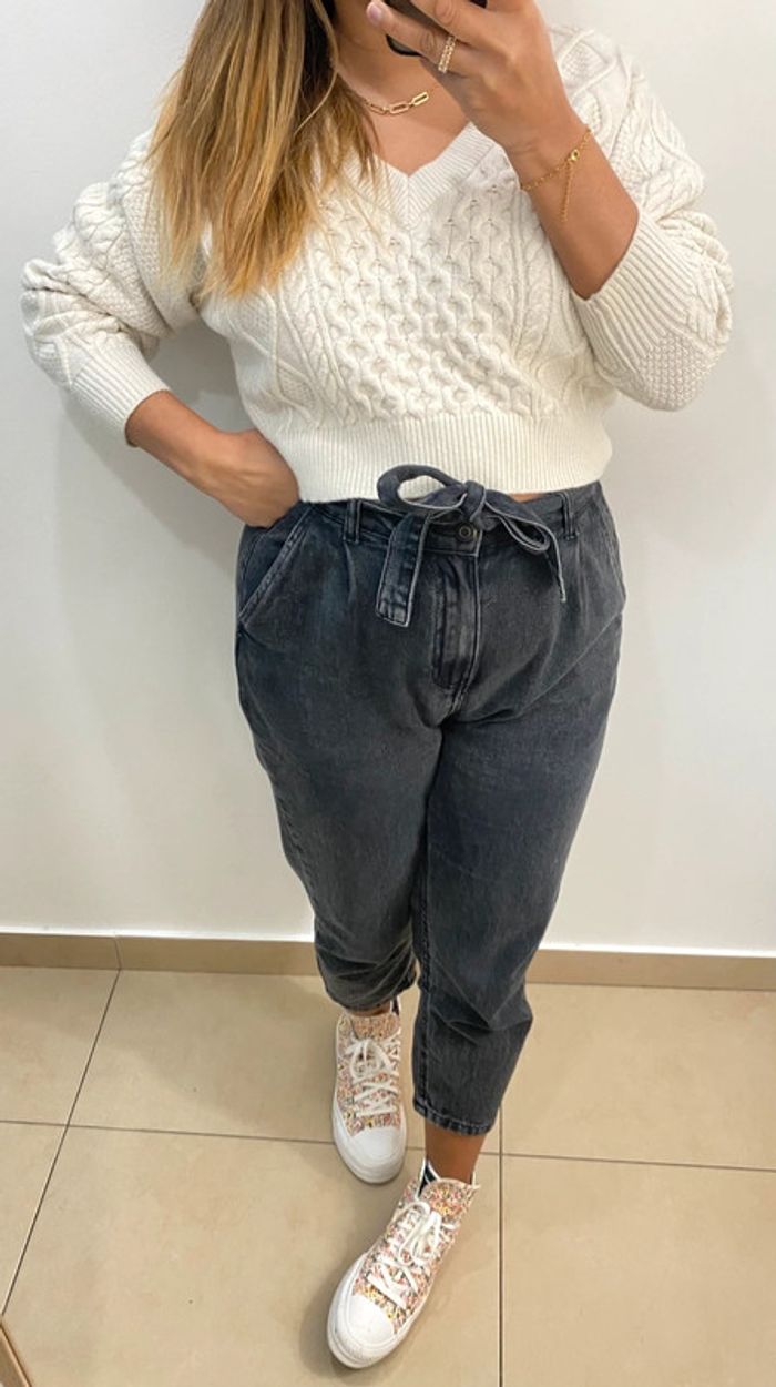 Superbe Pull Court Crème Taille M - photo numéro 4