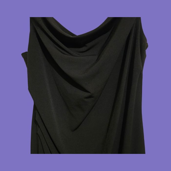 Robe Noire Jennyfer Fluide Bretelles Fines Col Drapé & Fente Latérale Très Bon État - photo numéro 3