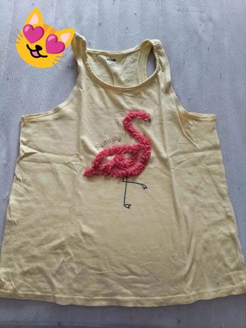 Débardeur jaune motif Flament rose 12 ans kiabi