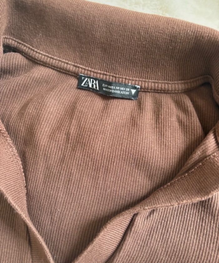 Haut court marron Zara taille 38 - photo numéro 3