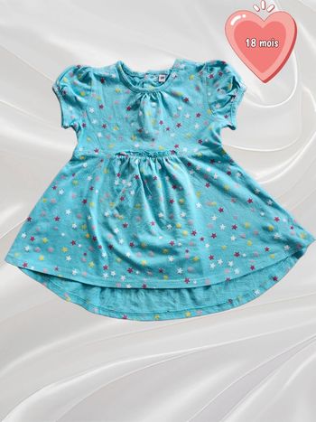 Robe été bleu ou vert turquoise fille 18 mois